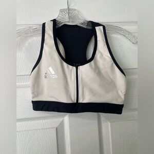 Adidas Monochrome Zip-Front Sports Bra